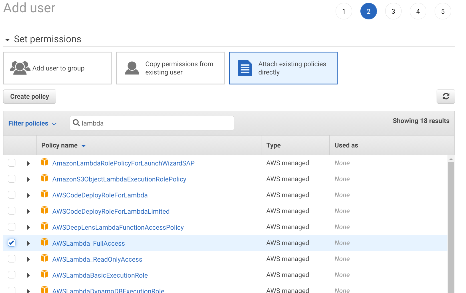 AWS Lambda function - Roles