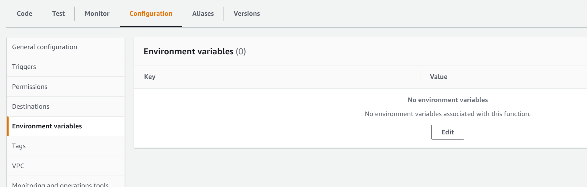 AWS Lambda - Configure environment variables