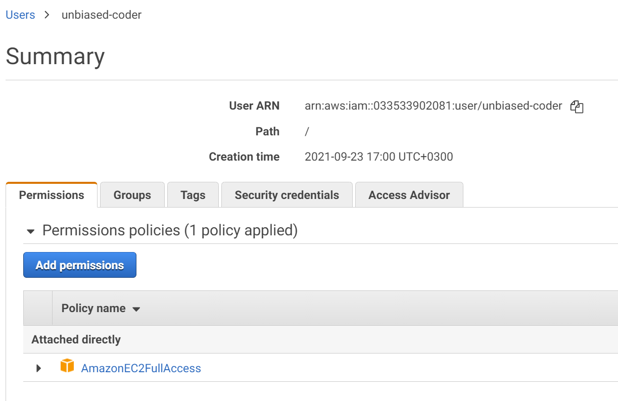 EC2 User permissions