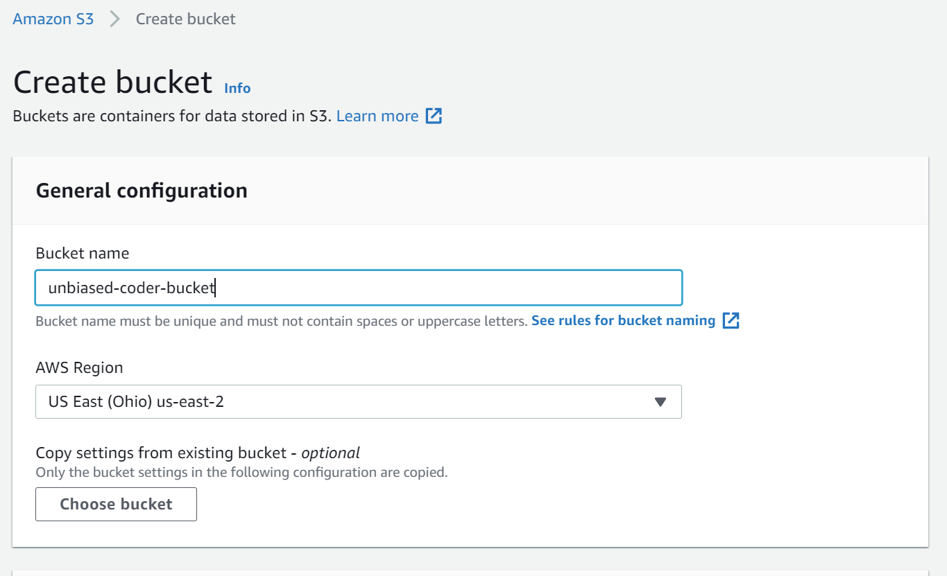 Amazon S3 - Create bucket