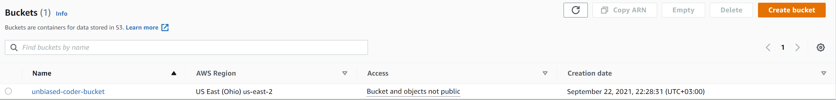 Amazon S3 - Created bucket