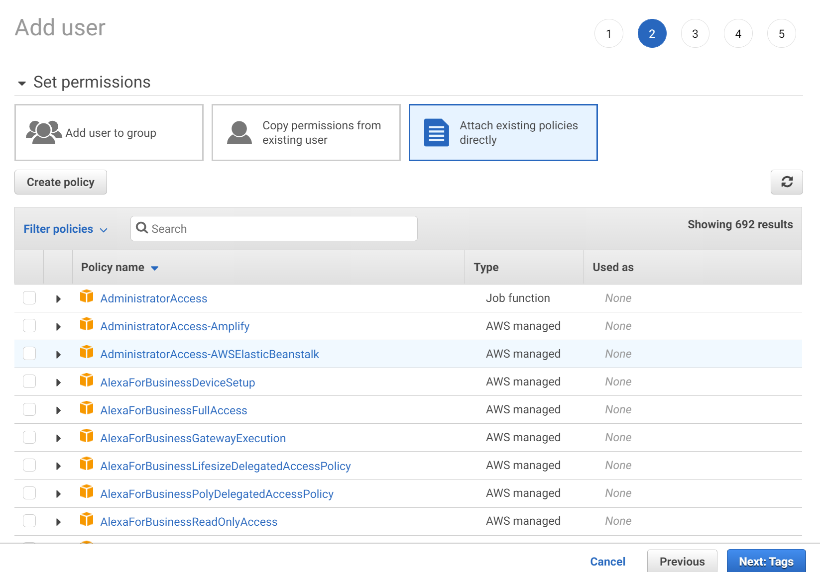 How to select an AWS policy