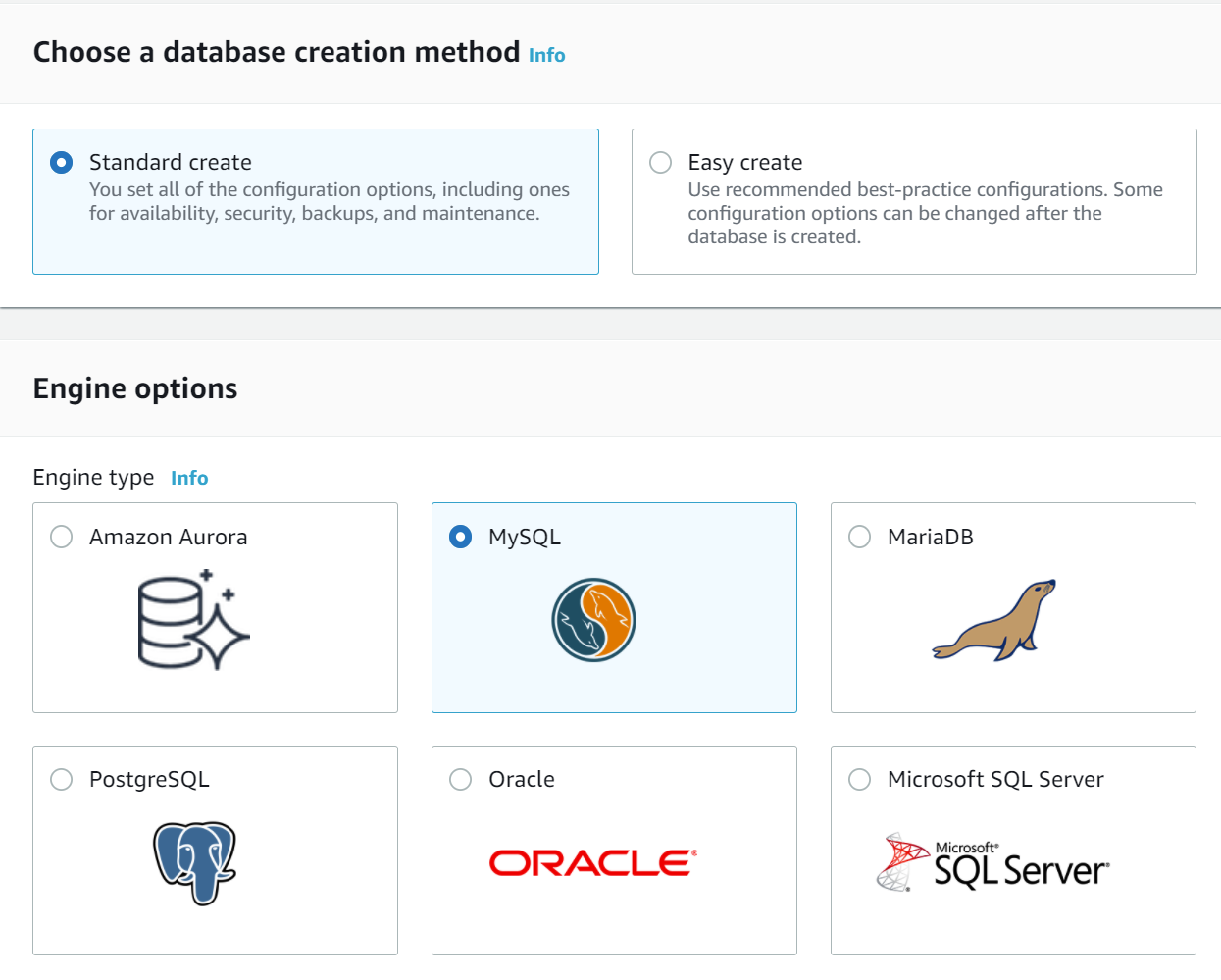 How to Create an RDS MySQL Database - Select Database
