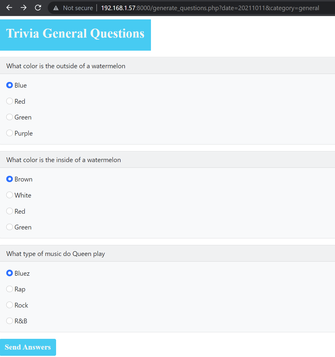 How to make a Trivia Game in PHP