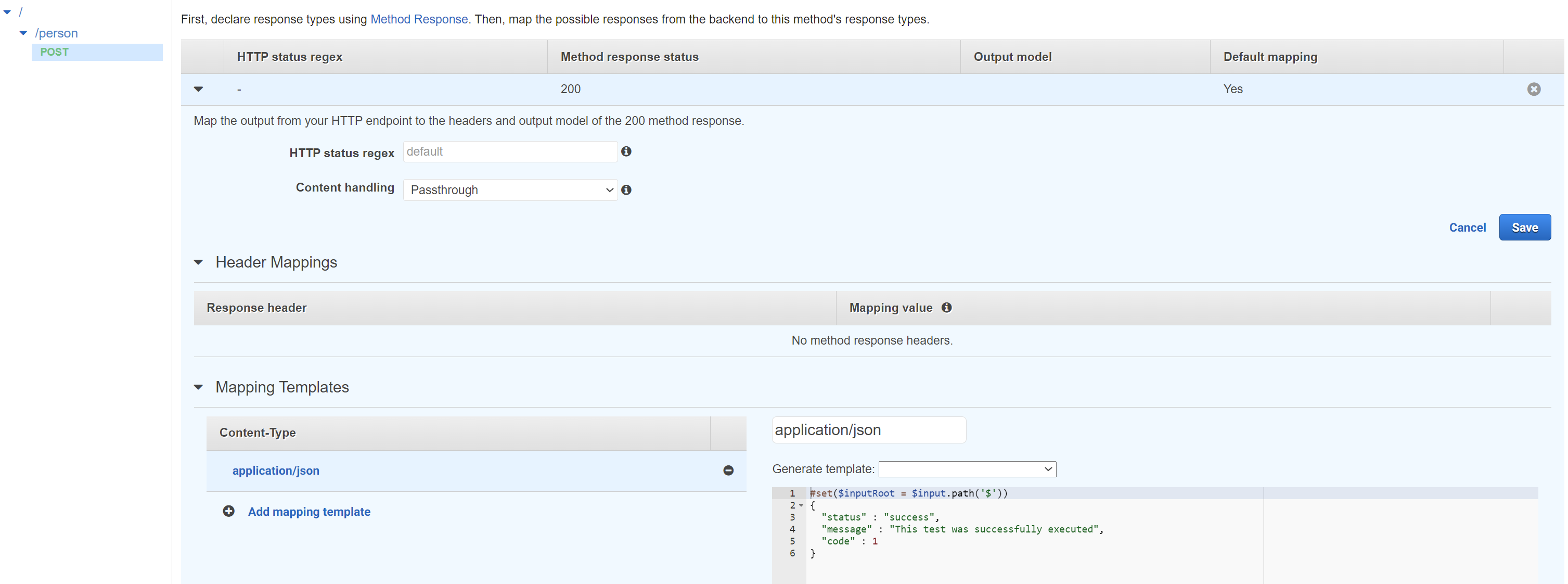 How to setup an API Gateway POST Resource and Method