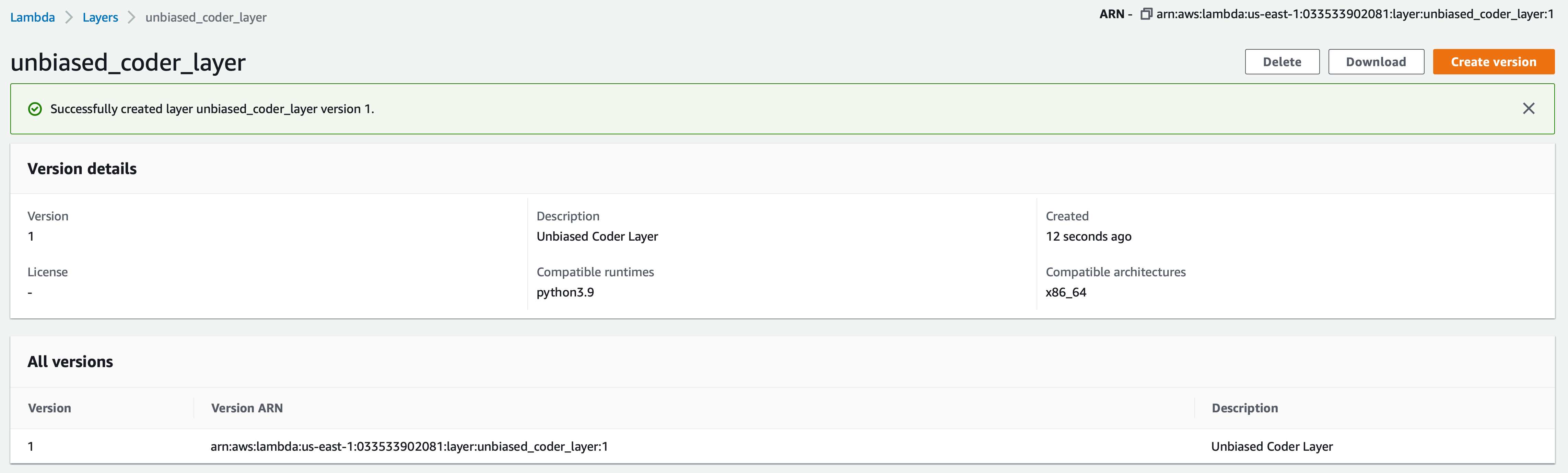 How To Confirm Lambda Layer Creation